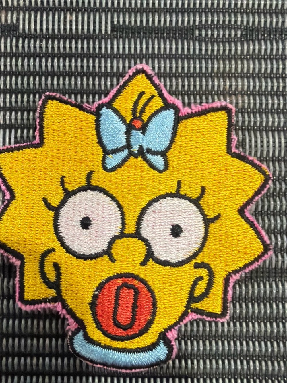 Yellow Cartoon Patch with Blue Bow and Red Pacifier
